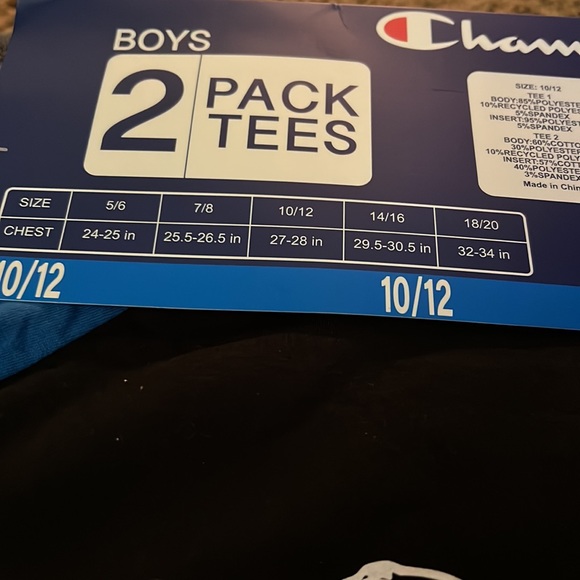 Boys 2 pack Champion Tshirts Size 10/12.  1 Polyester Tee 1 Cotton Tee - Picture 4 of 4